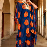 Navy Blue Chiffon Kaftans Set