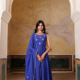Royol Blue Chanderi Set With Aari Embroidery