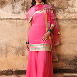 Watermelon Pink Crepe Kurta Set