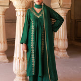 Bottle Green Chanderi Kurta Set