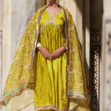 Mahendi Green Uppada Silk Kurta Set