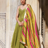 Mahendi Green Dupion Silk Kurta Set