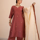 Burgundy Cotton Silk Gota Patti Suit Set