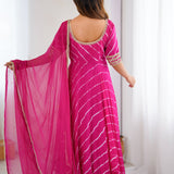Dark Pink Anarkali Palazzo Set