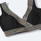 Black Raw Silk Designer Gota Patti Lehenga With Blouse And Dupatta