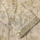 Beige Golden Shimmer Embroidered Co-Ord Set