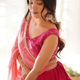 Dreamy Ruby Pink Lehenga Set With Dupatta