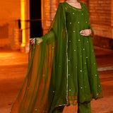 Jupiter Green Georgette Anarkali Set