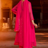 Amaranth Pink Georgette Anarkali Set