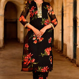 Black Chiffon Kurta Set