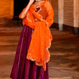 Magenta Purple Cotton Silk Anarkali Set