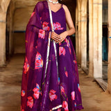 Purple Chiffon Anarkali Set