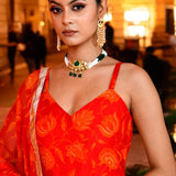 Vibrant Orange Chiffon Anarkali Set