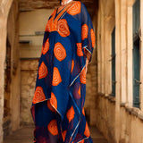 Navy Blue Chiffon Kaftans Set