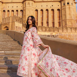 Pink Chanderi Kurta Set With Prints And Lace Work