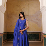 Royol Blue Chanderi Set With Aari Embroidery