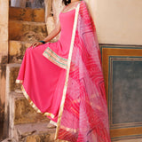 Watermelon Pink Crepe Kurta Set