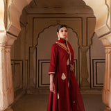 Maroon Cotton Silk Kurta Set