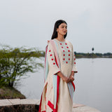 White Cotton Kurta Set With Hand Embroidery