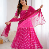 Dark Pink Anarkali Palazzo Set