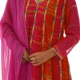 Orange Anarkali Set With Palazzo