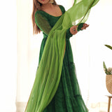 Green Bandhani Anarkali Set