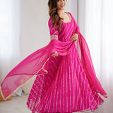 Dark Pink Anarkali Palazzo Set