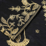 Black Raw Silk Dori Hand Embroidered Suit With Salwar And Dupatta
