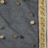 Black Resham Work Suit With Pants And Dupatta