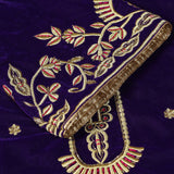 Purple Velvet Kurti With Gold Zari And Resham Thread Work With Dupatta Set