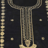 Black Raw Silk Dori Hand Embroidered Suit With Salwar And Dupatta