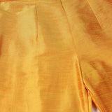 Yellow Raw Silk Embroidered Kurti With Pants And Contrast Dupatta