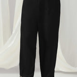 Black Resham Work Suit With Pants And Dupatta