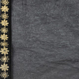 Black Raw Silk Dori Hand Embroidered Suit With Salwar And Dupatta