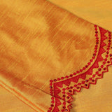 Yellow Raw Silk Embroidered Kurti With Pants And Contrast Dupatta