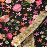 Black Designer Kurti With Tulip Pants And Dupatta