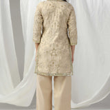 Beige Golden Shimmer Embroidered Co-Ord Set