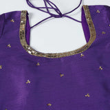 Purple Raw Silk Designer Kurti With Lehenga And Dupatta
