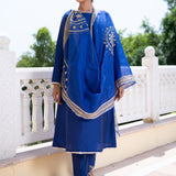 Blue Cotton Silk Gota Patti Suit Set
