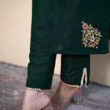 Bottle Green Cotton Silk Gota Patti Suit Set