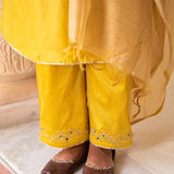 Minted Yellow Cotton Silk Gota Patti Suit Set