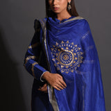 Blue Cotton Silk Gota Patti Suit Set With Dupatta