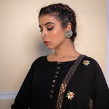 Black Cotton Gota Patti Suit Set