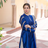 Blue Cotton Silk Gota Patti Gharara Suit Set