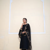Black Cotton Gota Patti Suit Set