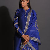 Blue Cotton Silk Gota Patti Suit Set With Dupatta