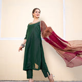 Bottle Green Cotton Silk Gota Patti Suit Set