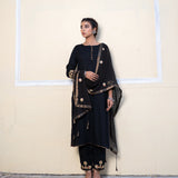 Black Cotton Gota Patti Suit Set