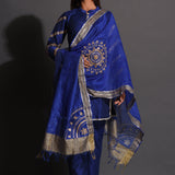 Blue Cotton Silk Gota Patti Suit Set With Dupatta