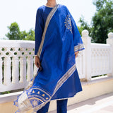 Blue Cotton Silk Gota Patti Suit Set